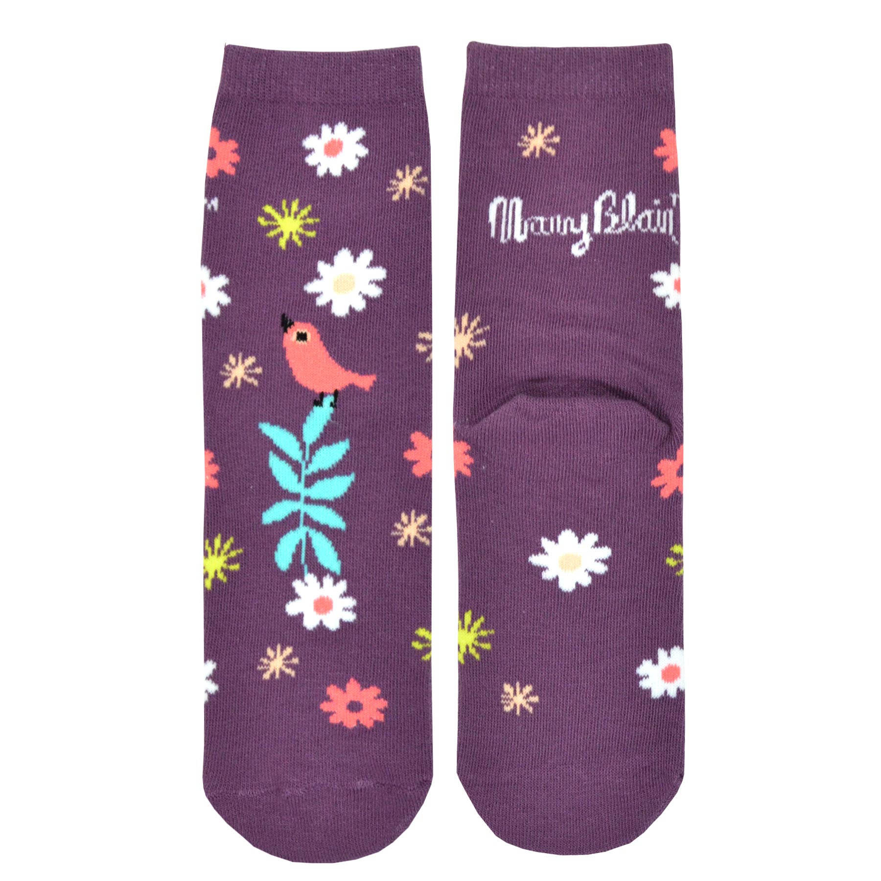 Mary Blair Whimsical Girl with Pigtails Novelty Kids Cotton Crew Socks