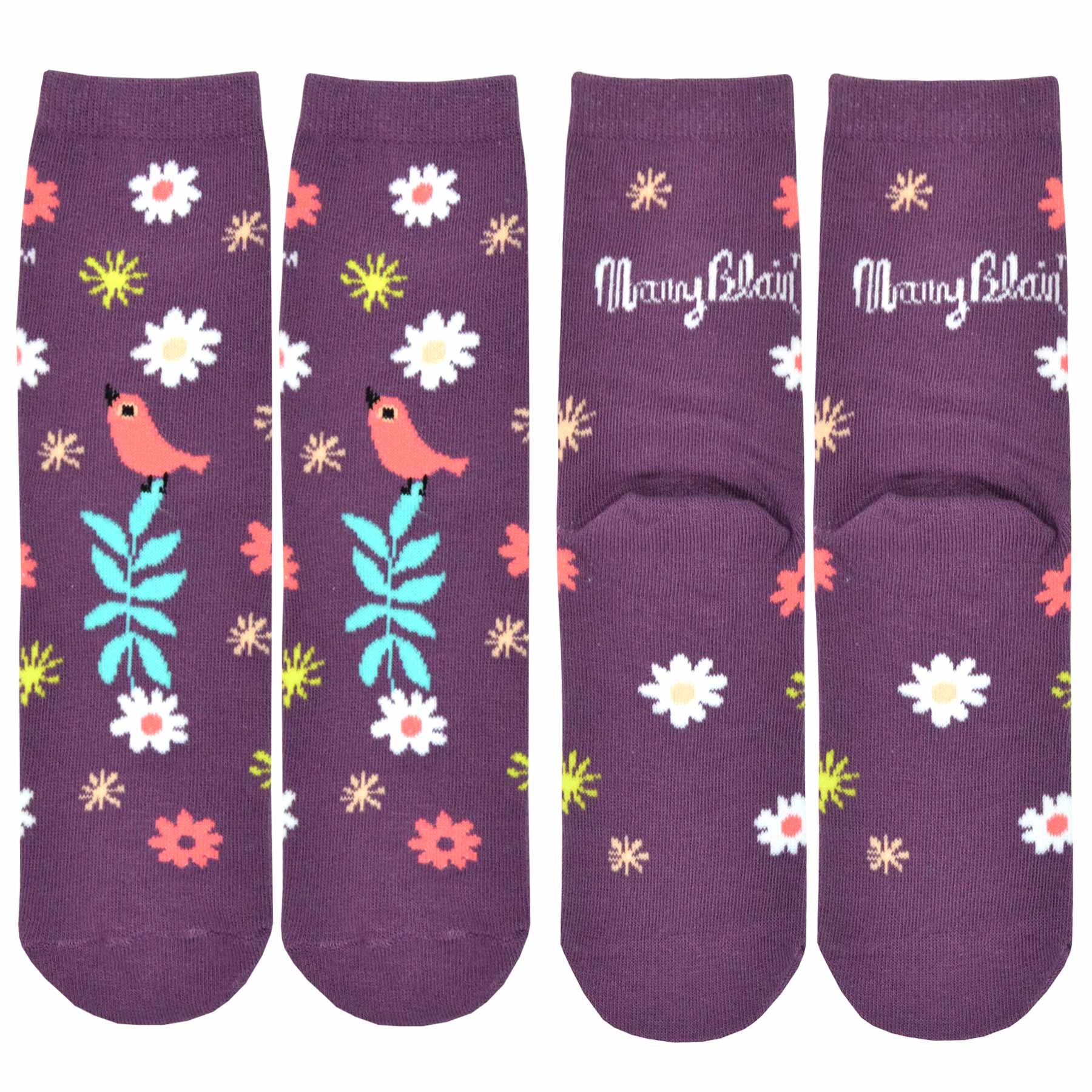 Mary Blair Whimsical Girl with Pigtails Novelty Kids Cotton Crew Socks