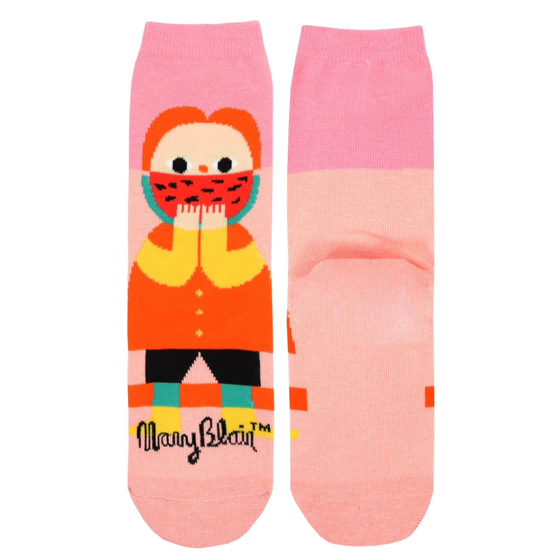 Mary Blair Whimsical Girl with Pigtails Novelty Kids Cotton Crew Socks