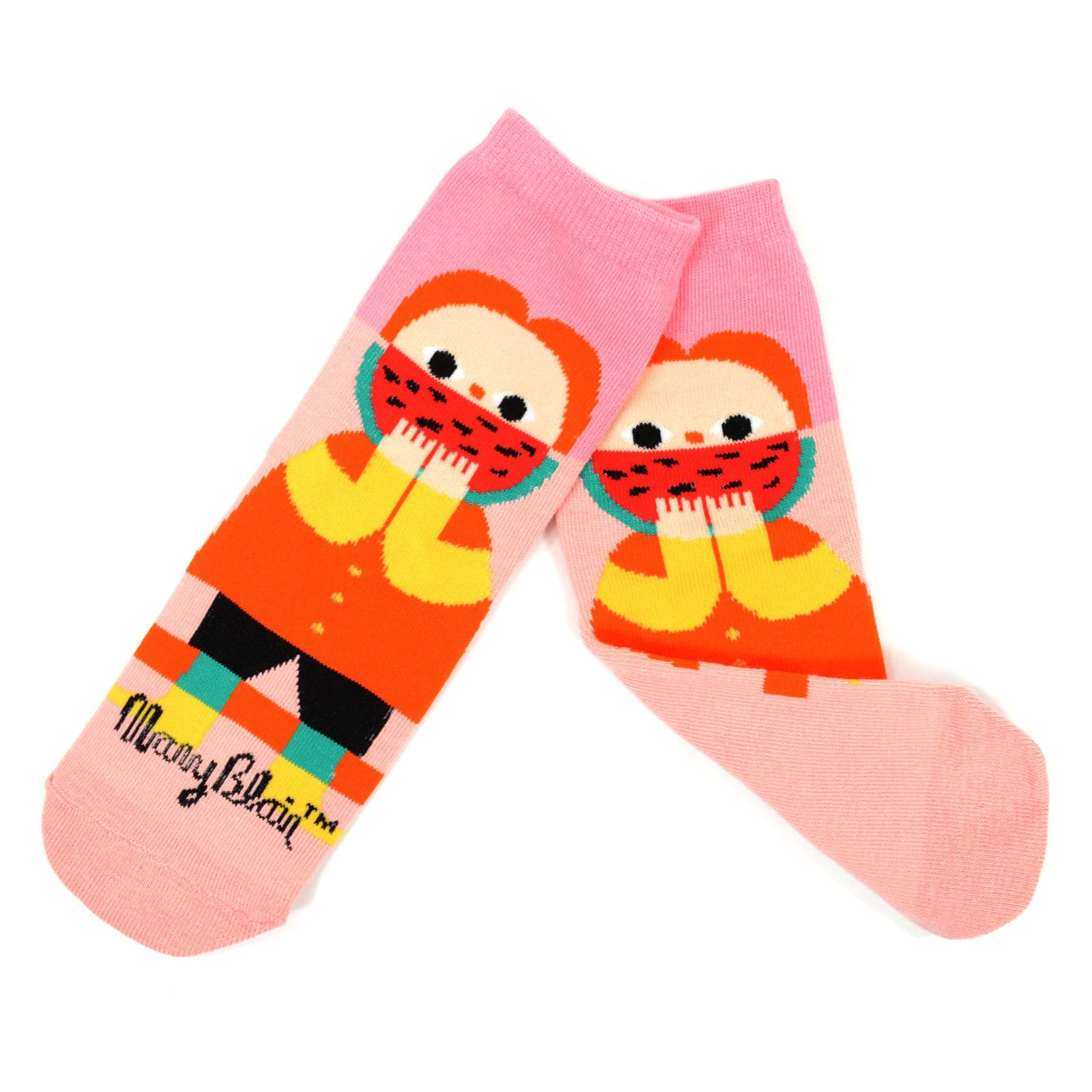 Mary Blair Whimsical Girl with Pigtails Novelty Kids Cotton Crew Socks