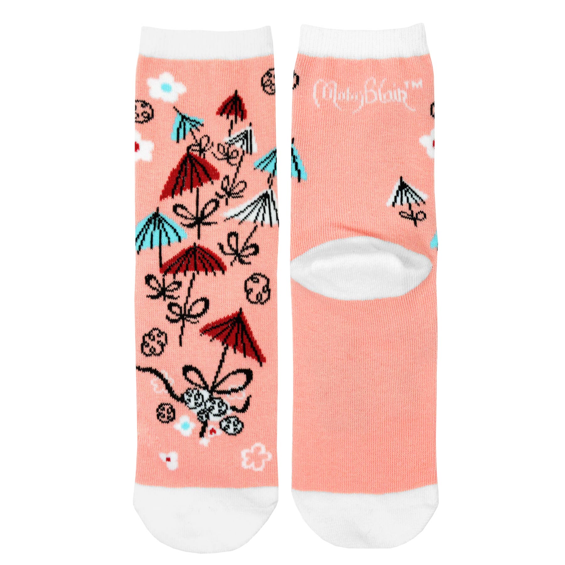 Mary Blair Playful Elephant with Balloons Blue Striped Novelty Kids Cotton Crew Socks