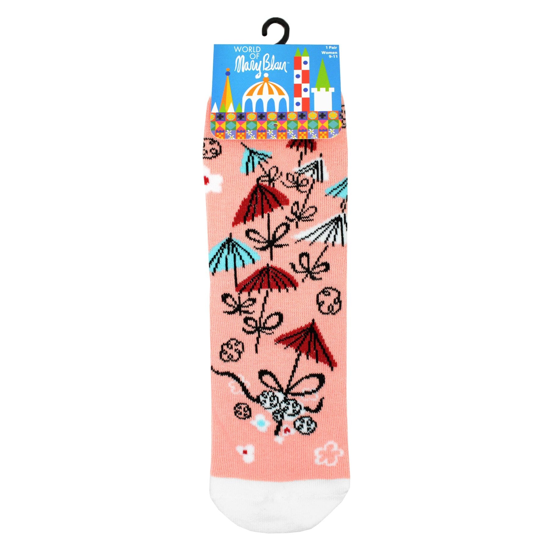 Mary Blair Playful Elephant with Balloons Blue Striped Novelty Kids Cotton Crew Socks