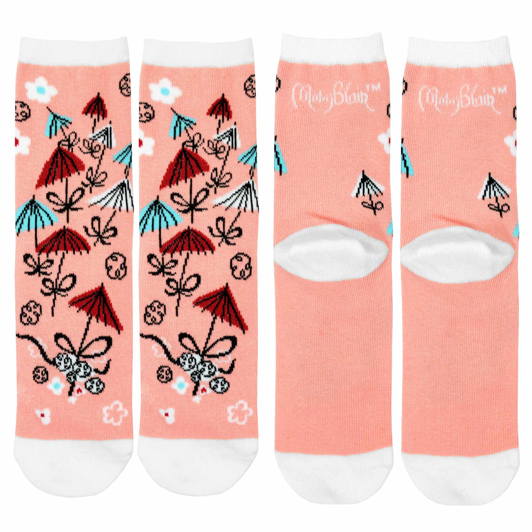 Mary Blair Playful Elephant with Balloons Blue Striped Novelty Kids Cotton Crew Socks