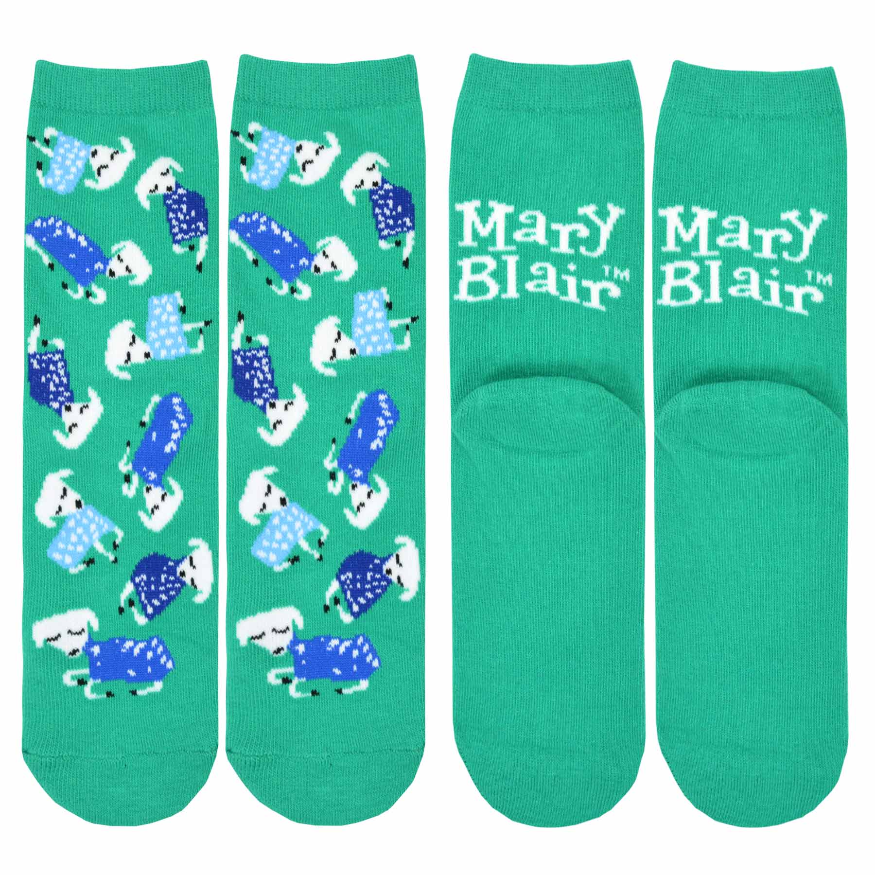 Mary Blair Playful Elephant with Balloons Blue Striped Novelty Kids Cotton Crew Socks