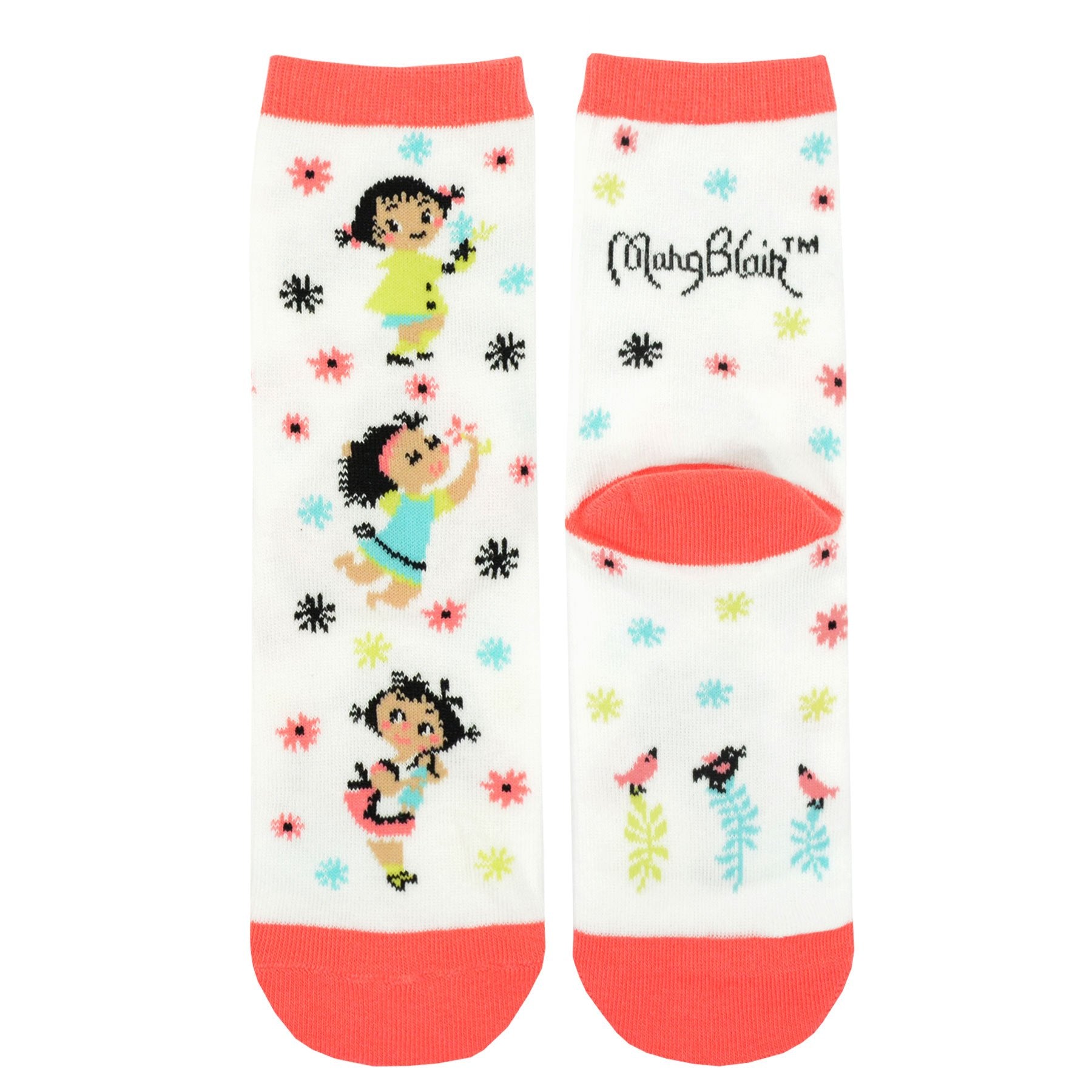 Mary Blair Playful Elephant with Balloons Blue Striped Novelty Kids Cotton Crew Socks