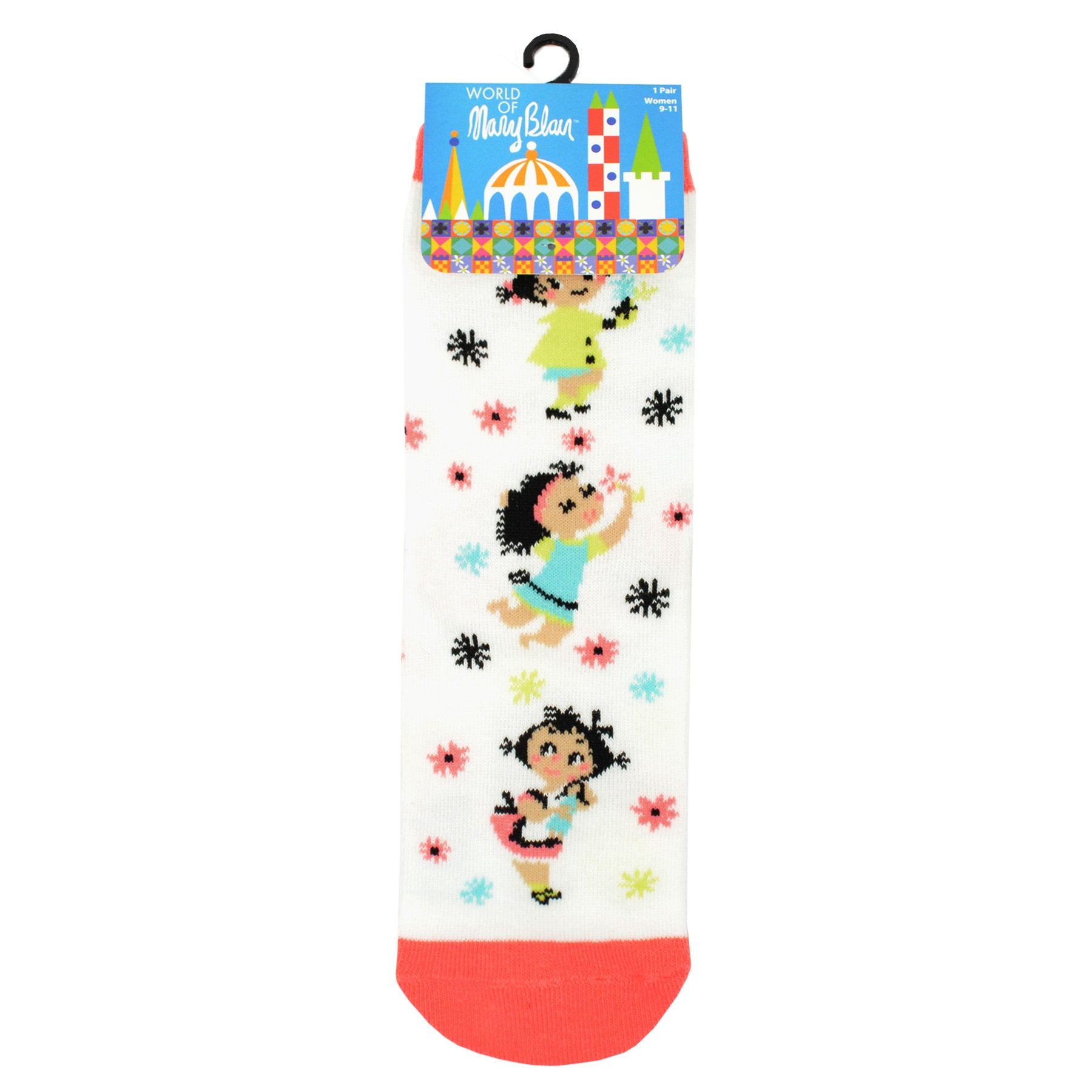 Mary Blair Playful Elephant with Balloons Blue Striped Novelty Kids Cotton Crew Socks
