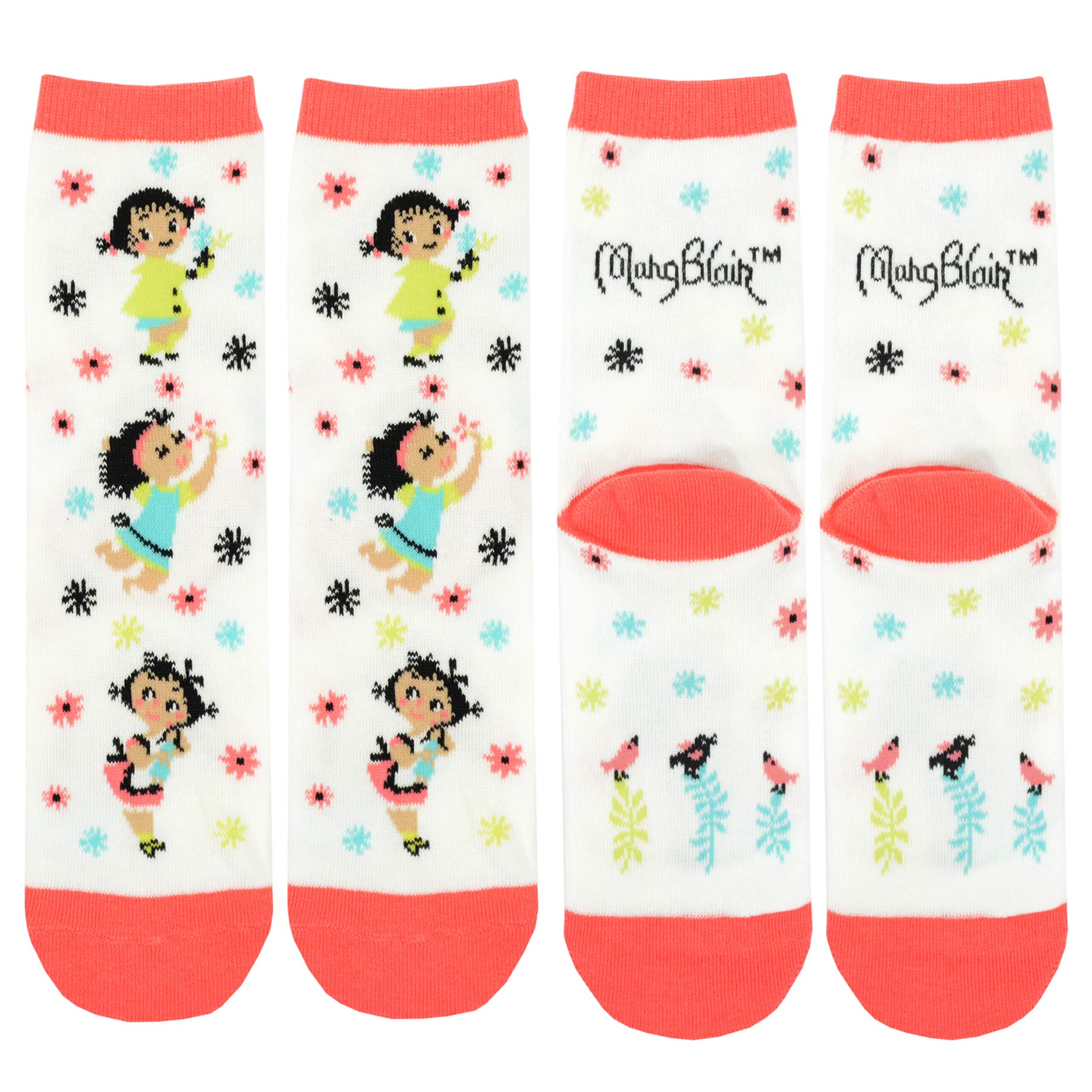 Mary Blair Playful Elephant with Balloons Blue Striped Novelty Kids Cotton Crew Socks