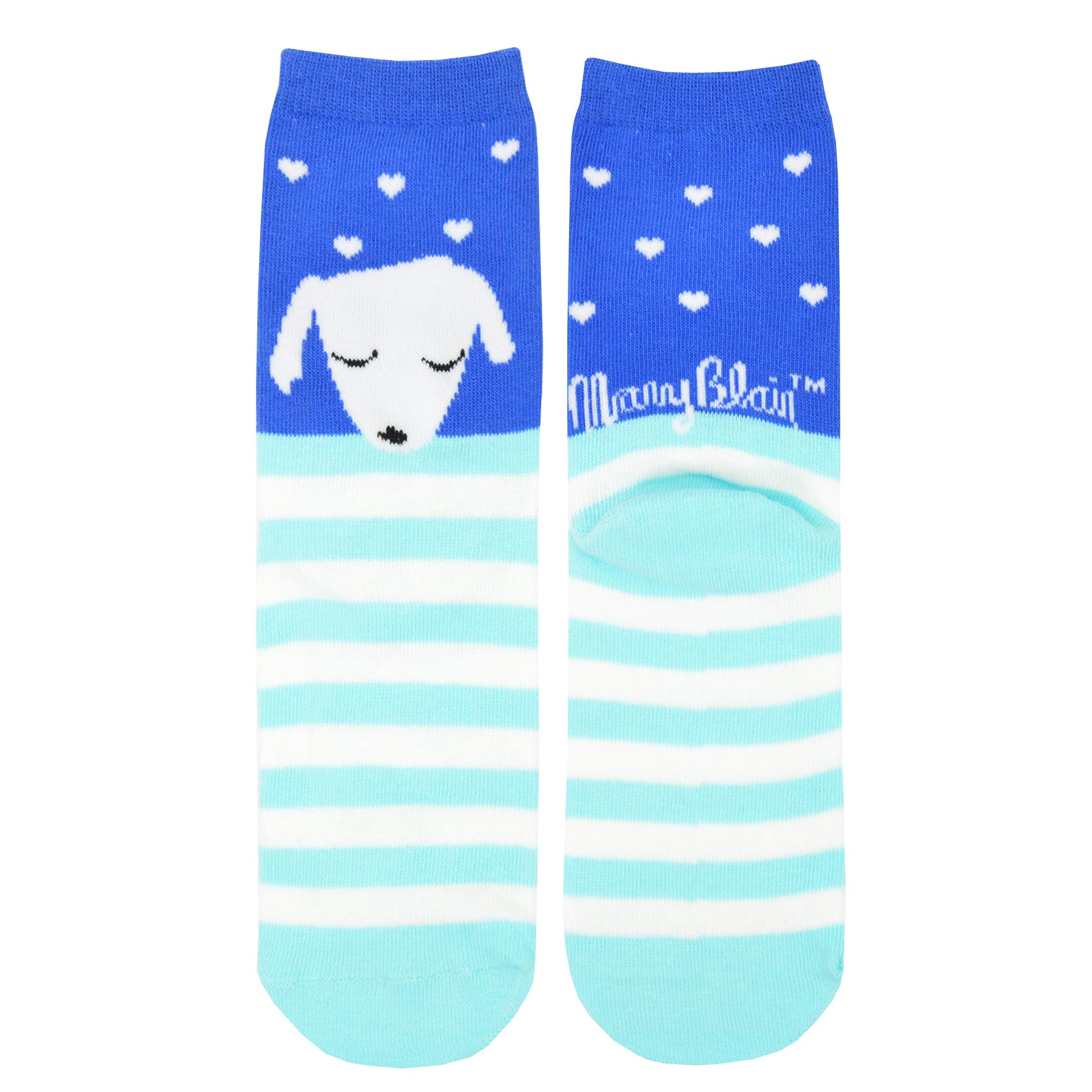 Mary Blair Playful Elephant with Balloons Blue Striped Novelty Kids Cotton Crew Socks