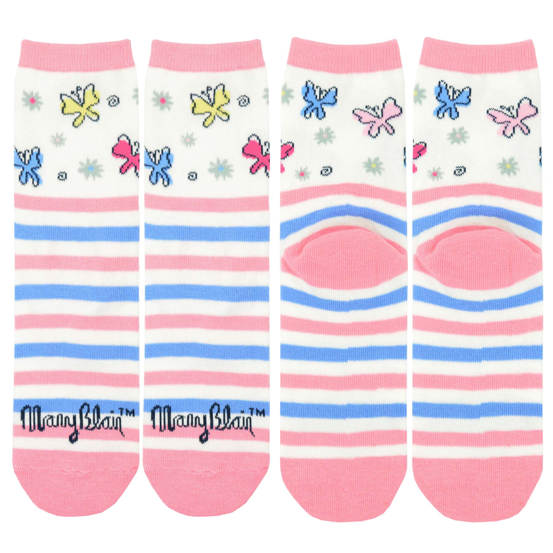 Mary Blair Playful Elephant with Balloons Blue Striped Novelty Kids Cotton Crew Socks