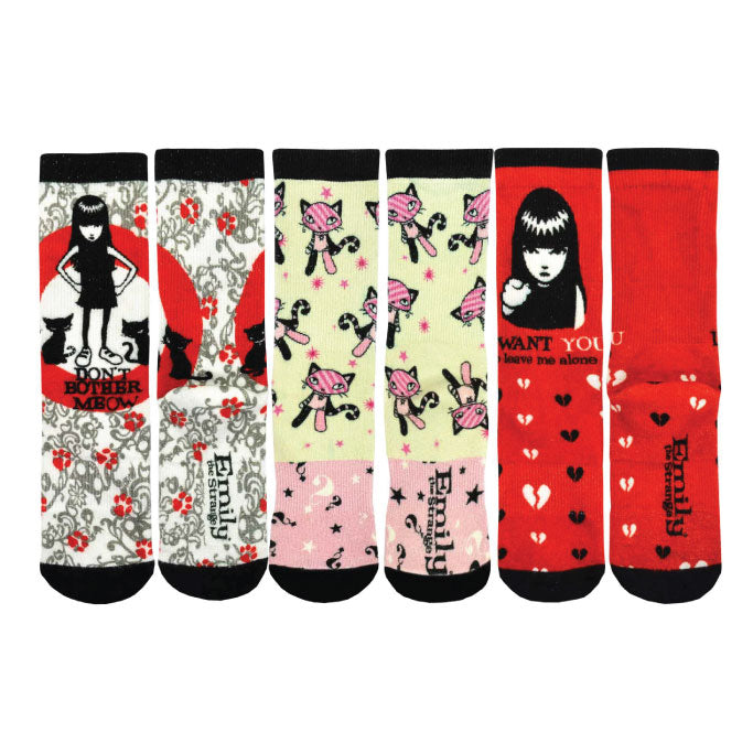 3-Pack Emily Bamboo Crew Print Socks