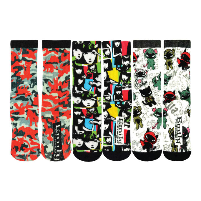 3-Pack Emily Bamboo Crew Print Socks