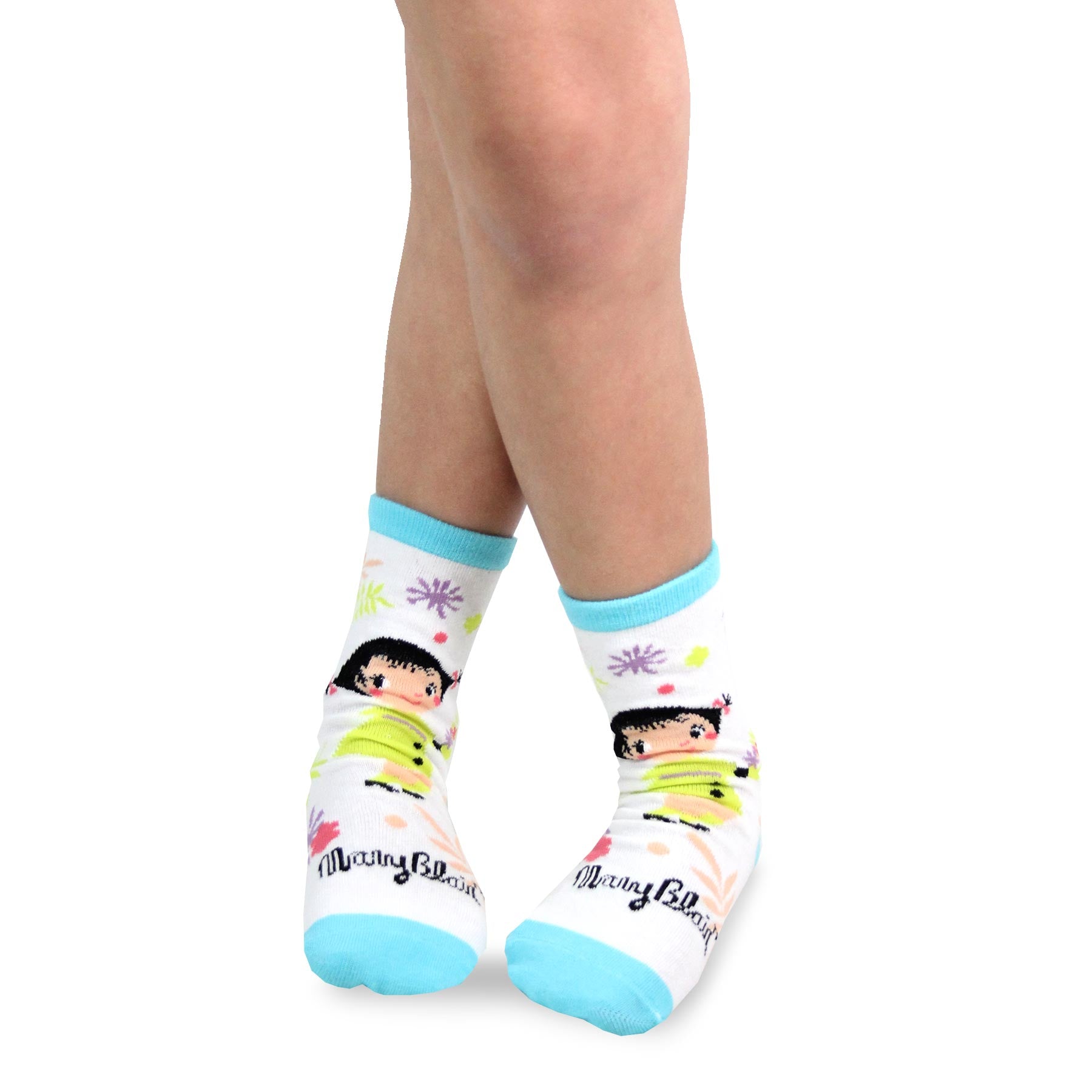 Mary Blair 3-Pack Set Pink and Blue Magic and Whimsy Novelty Kids Cotton Crew Socks