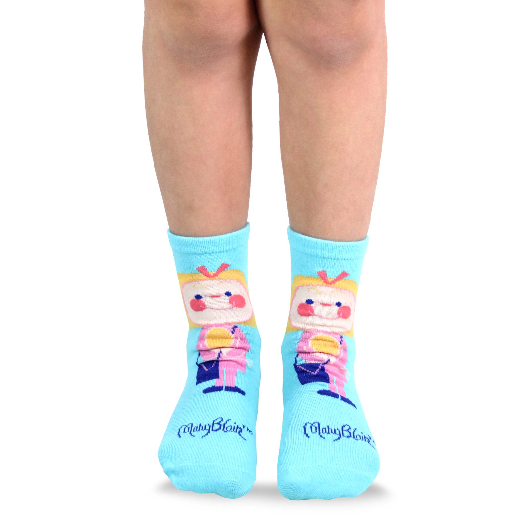 Mary Blair 3-Pack Set Pink and Blue Magic and Whimsy Novelty Kids Cotton Crew Socks