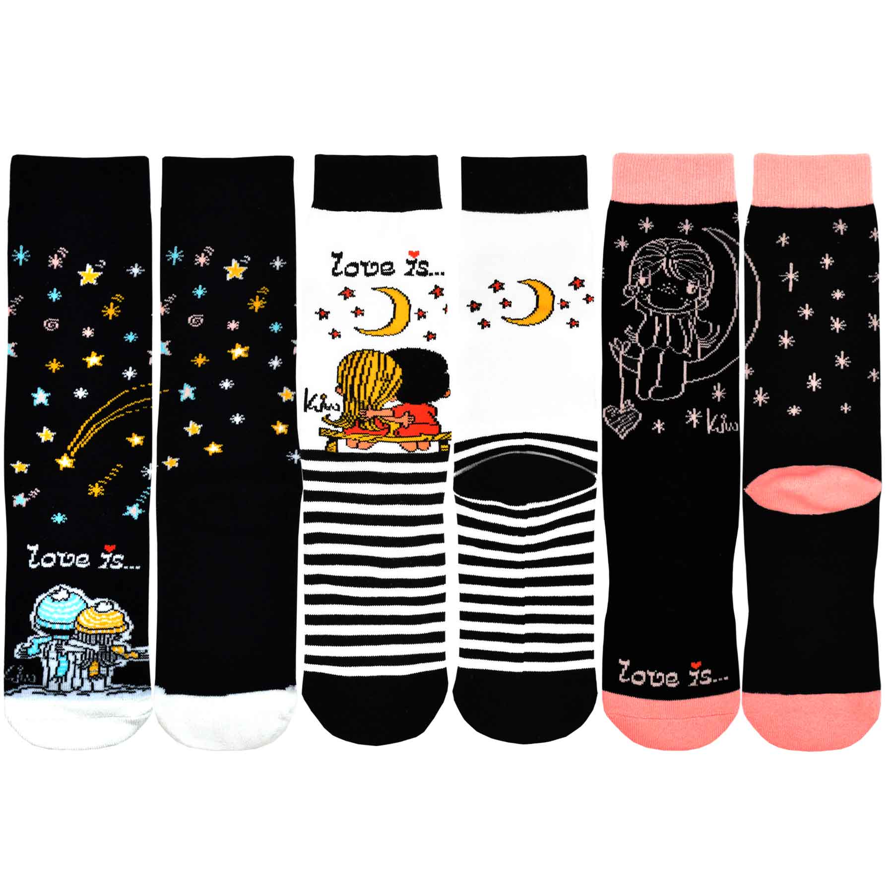 Love Is  3-Pack Set Stargazing with You Novelty Crew Socks
