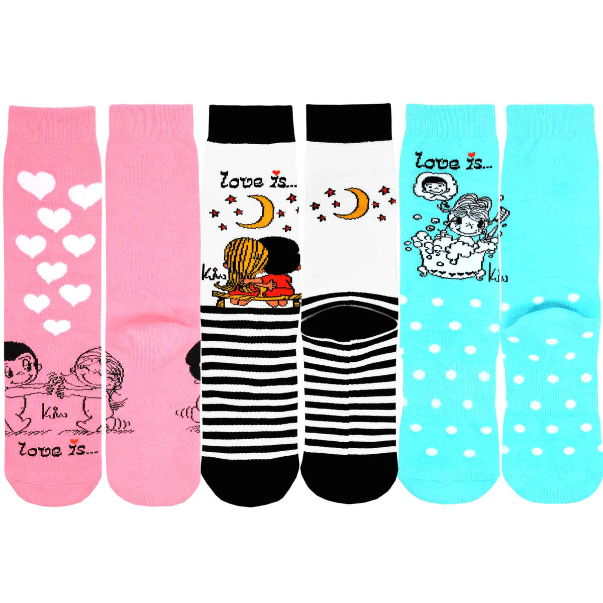 Love Is  3-Pack Set Stargazing with You Novelty Crew Socks