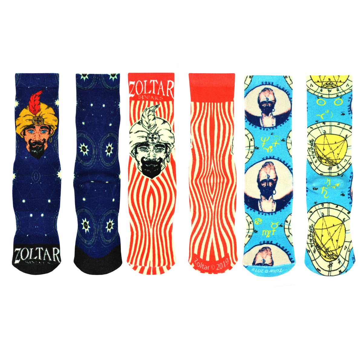 3 Pair Zoltar Digital Print Bamboo Men's Crew