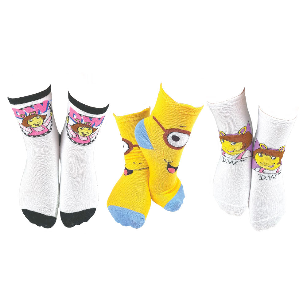 3 Pair PBS Kids Arthur & Friends Crew Socks