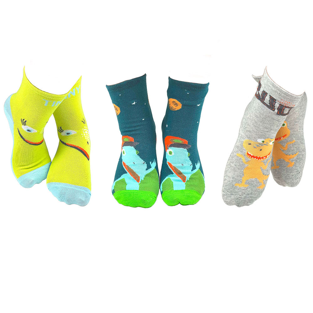 3 Pair Dinosaur Train All Aboard Crew Socks