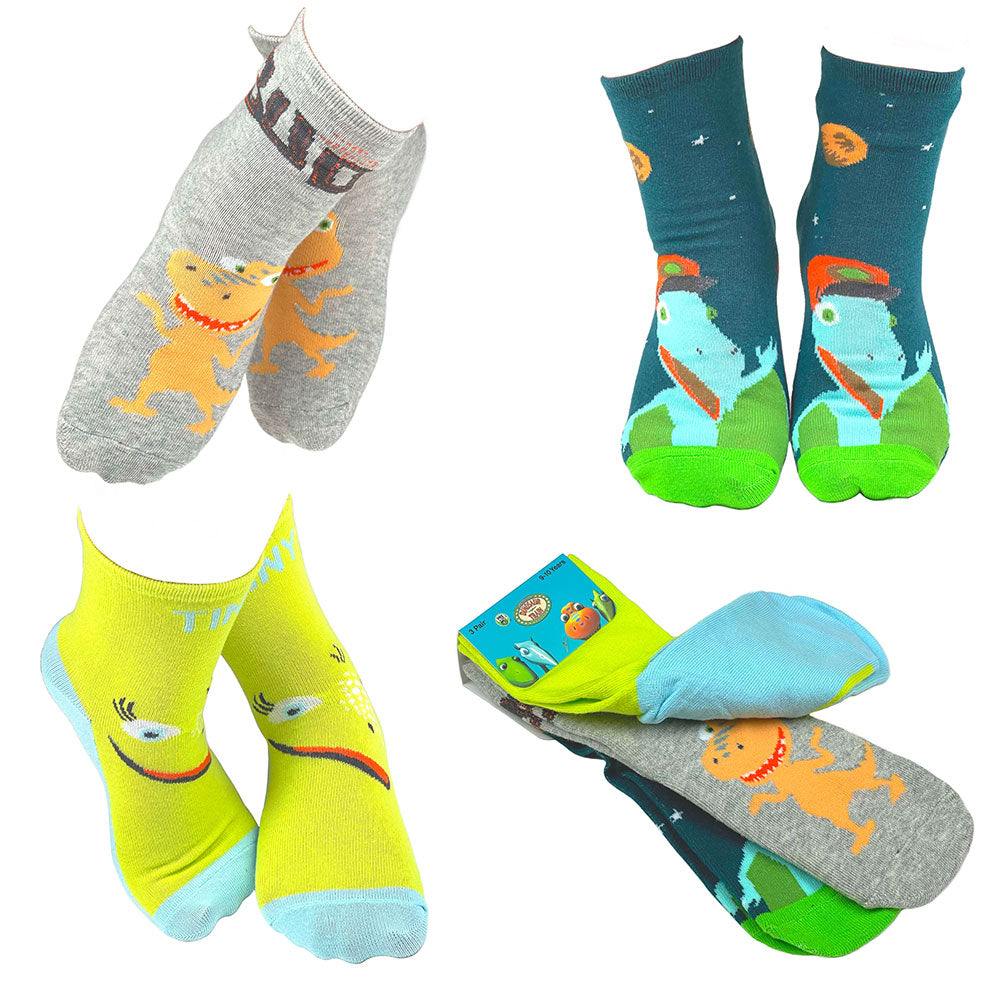 3 Pair Dinosaur Train All Aboard Crew Socks