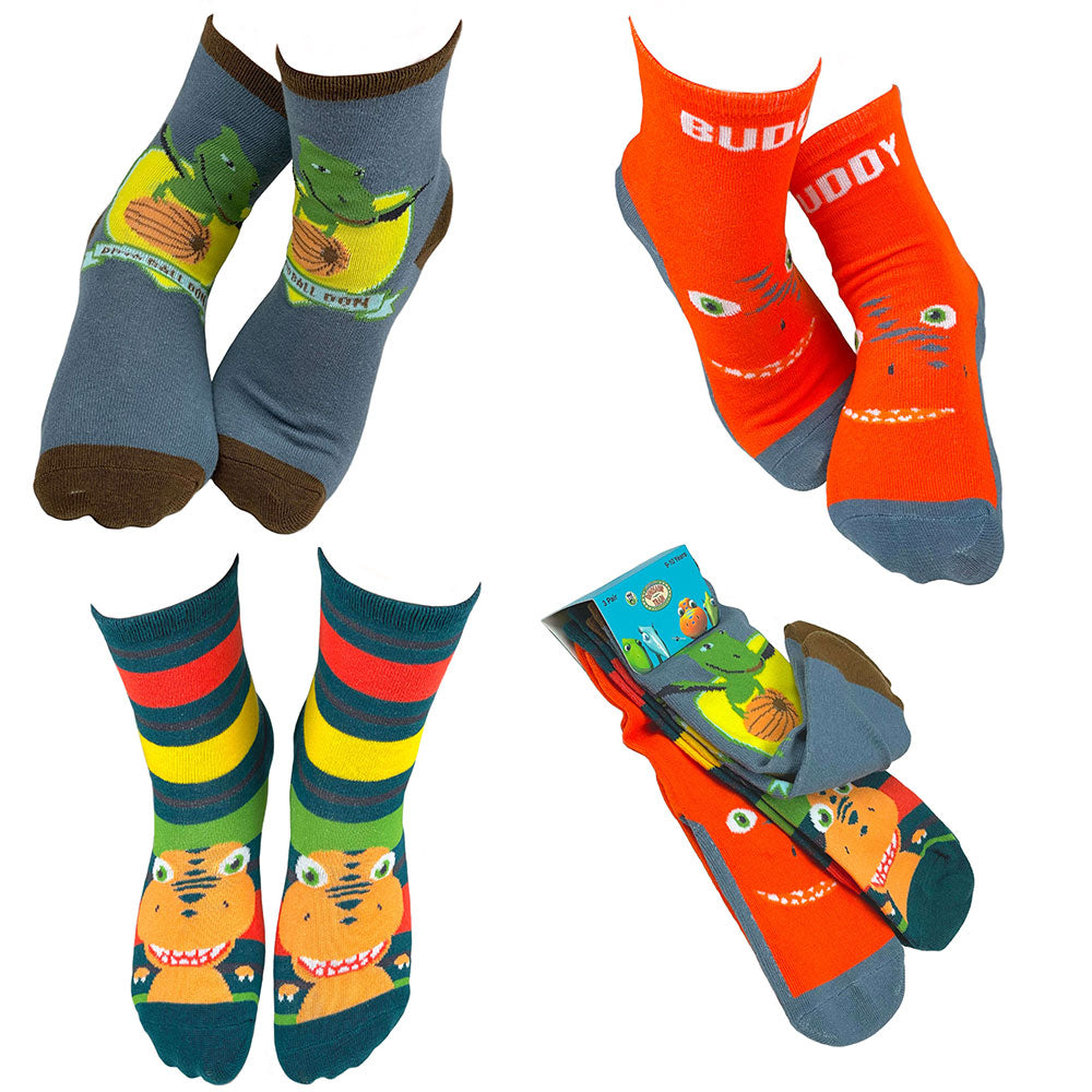 3 Pair Dinosaur Train All Aboard Crew Socks