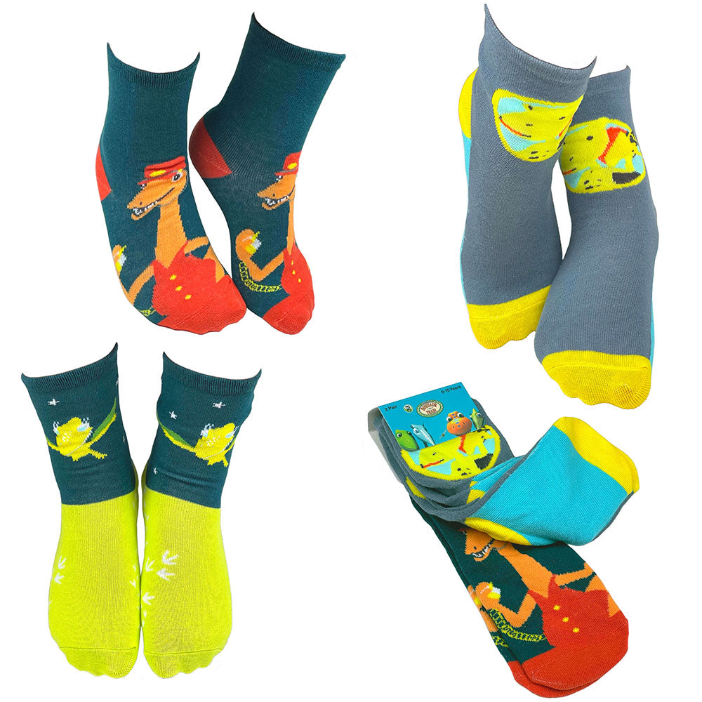 3 Pair Dinosaur Train All Aboard Crew Socks