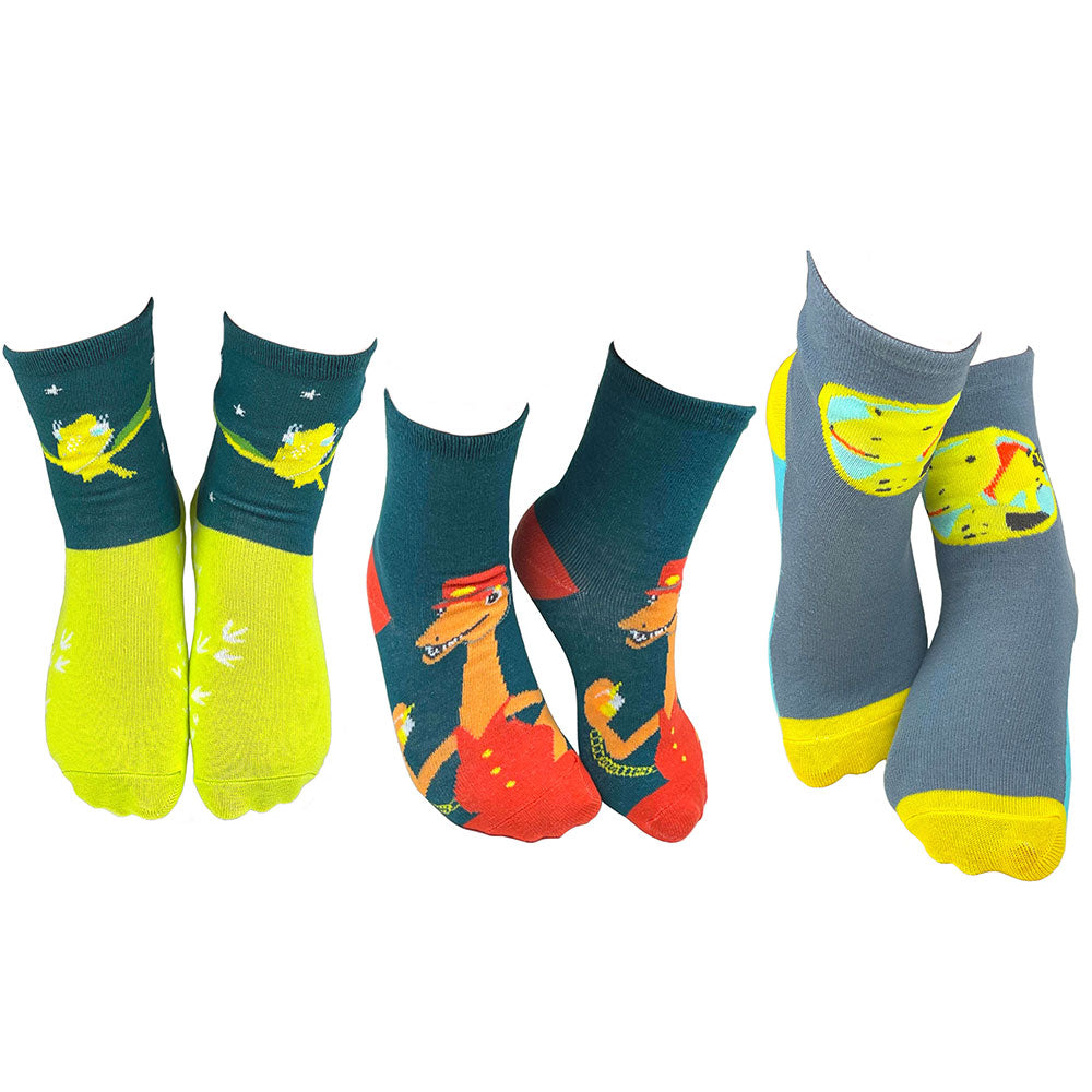 3 Pair Dinosaur Train All Aboard Crew Socks