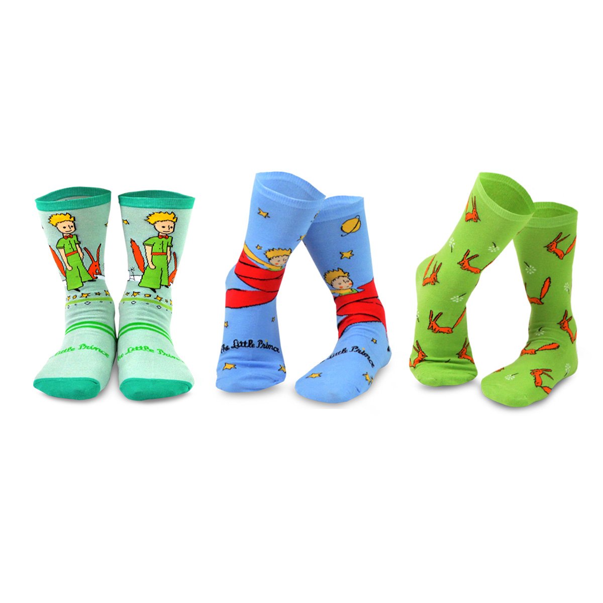 [The Little Prince] Fox, Rose & Airplane Kids Cotton Crew Socks – 3 Pair Pack