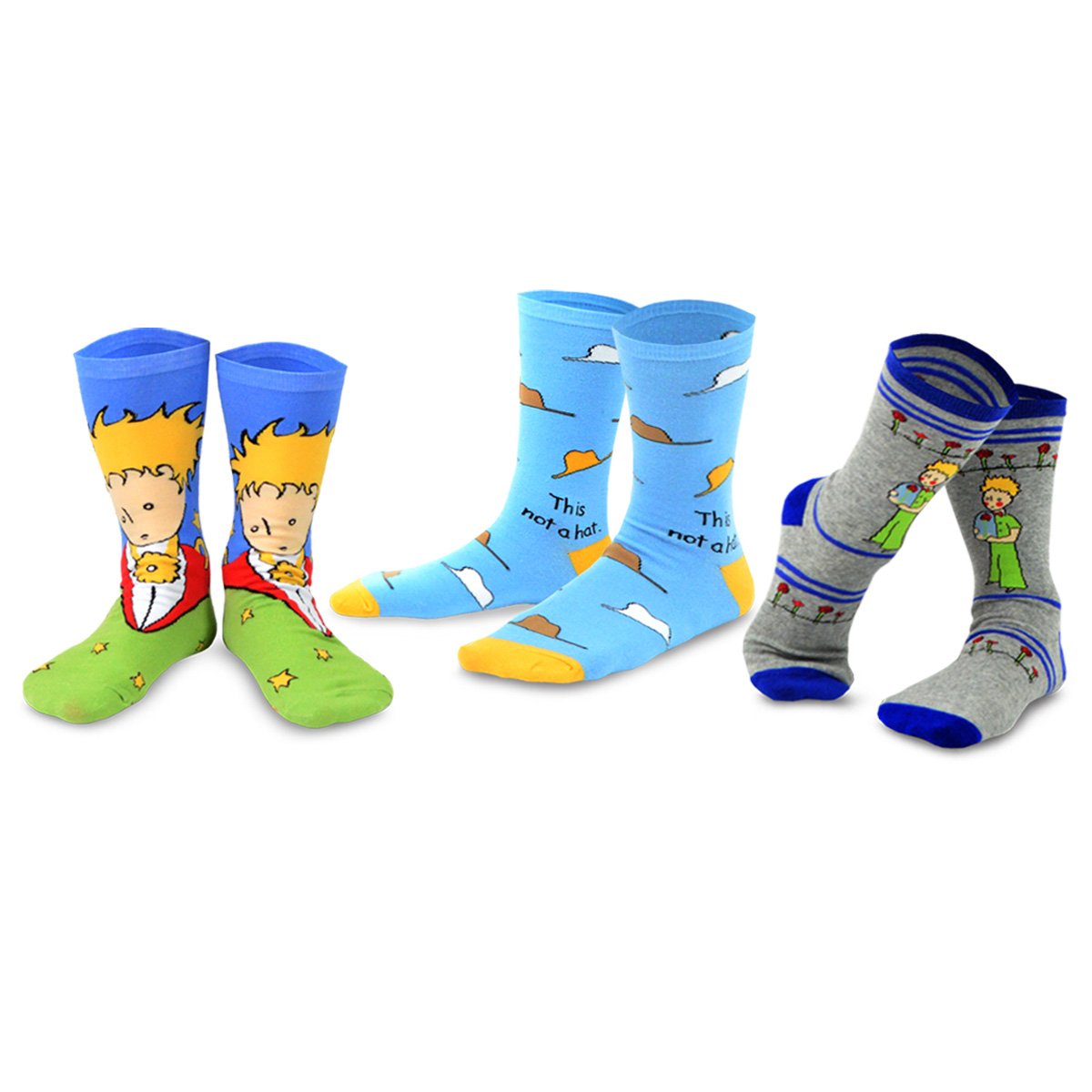 [The Little Prince] Fox, Rose & Airplane Kids Cotton Crew Socks – 3 Pair Pack