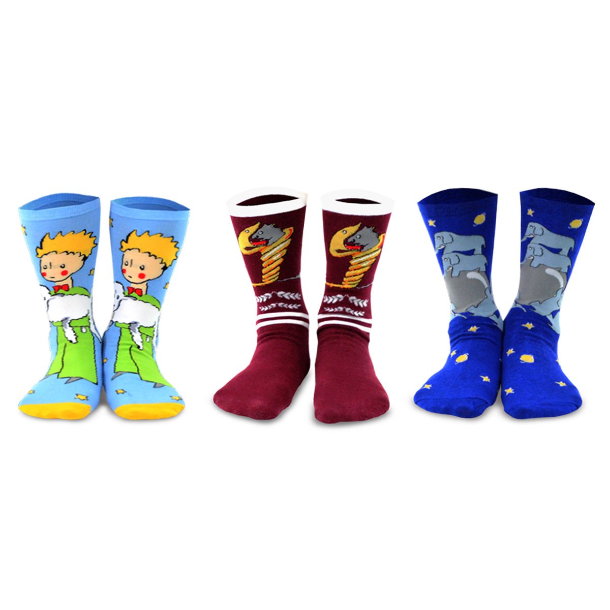 [The Little Prince] Fox, Rose & Airplane Kids Cotton Crew Socks – 3 Pair Pack