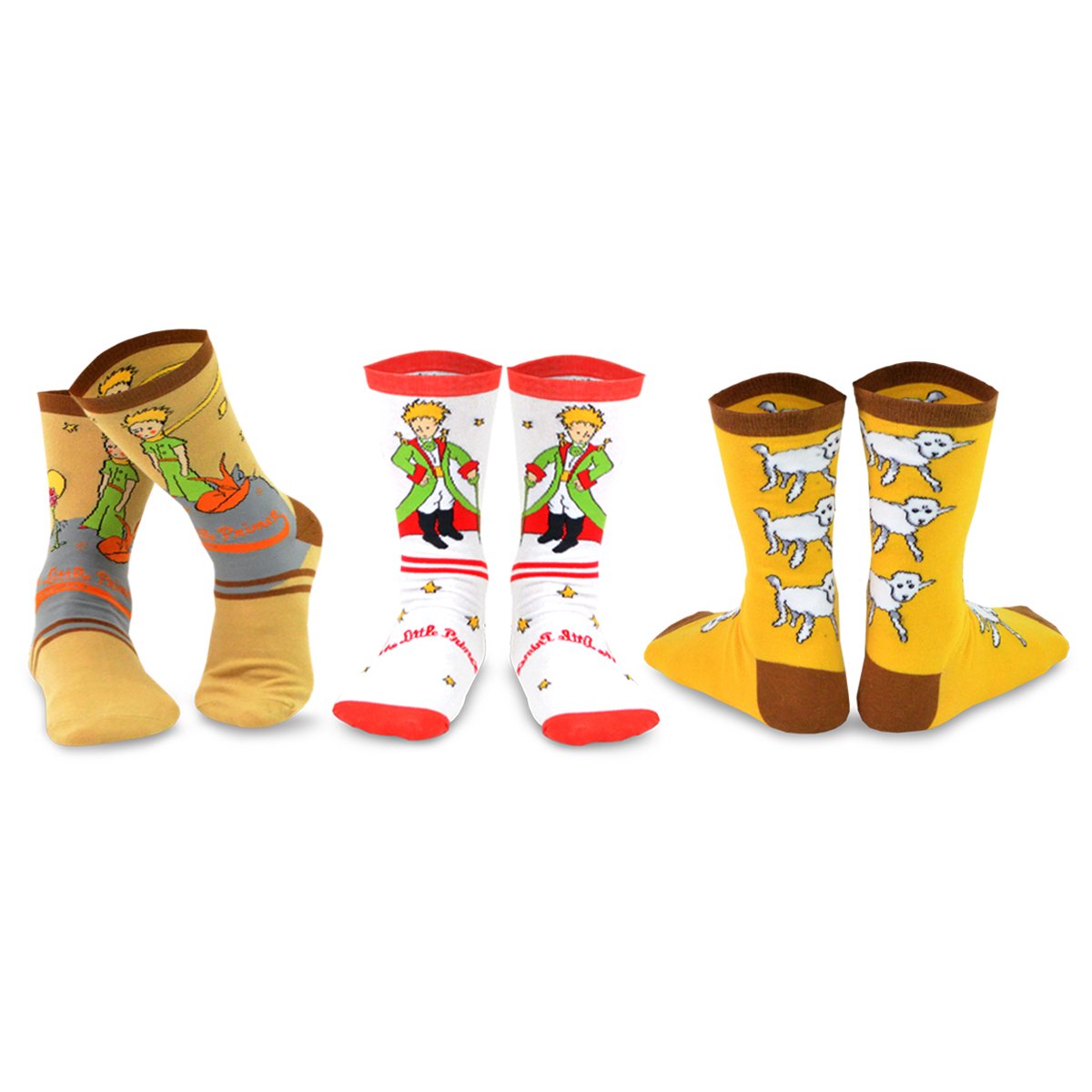 [The Little Prince] Fox, Rose & Airplane Kids Cotton Crew Socks – 3 Pair Pack