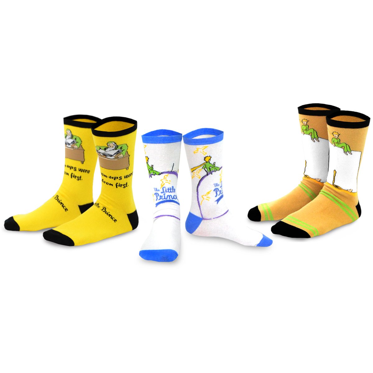 [The Little Prince] Fox, Rose & Airplane Kids Cotton Crew Socks – 3 Pair Pack