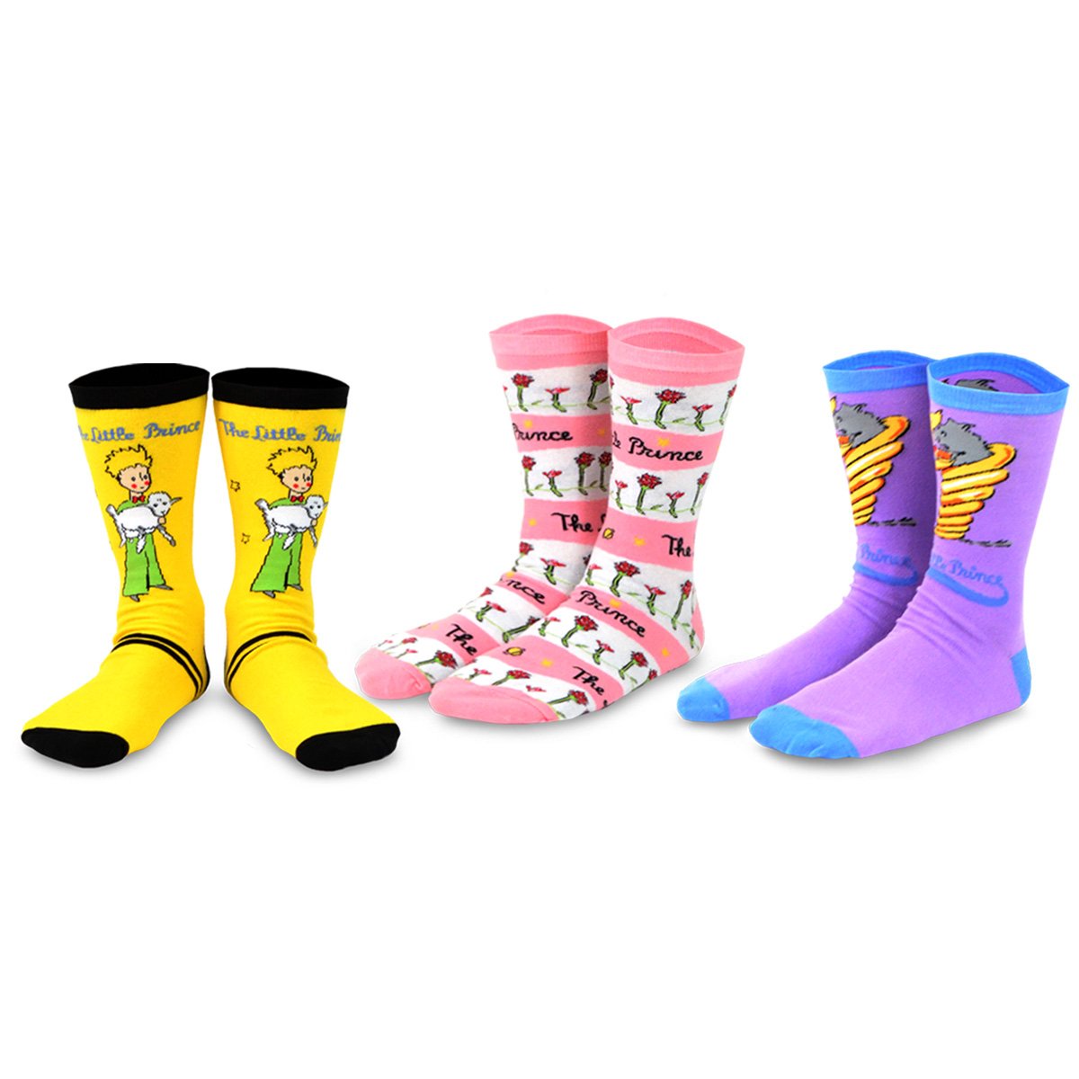 [The Little Prince] Rose, Fox & Adventure Kids Cotton Crew Socks – 3 Pair Pack