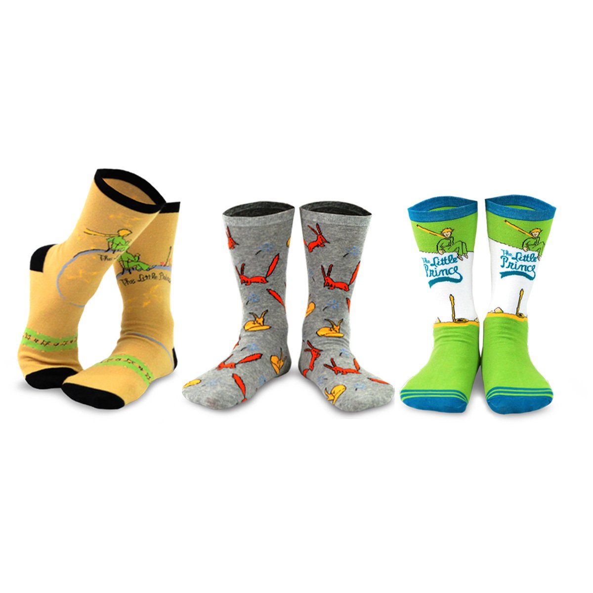 [The Little Prince] Rose, Fox & Adventure Kids Cotton Crew Socks – 3 Pair Pack