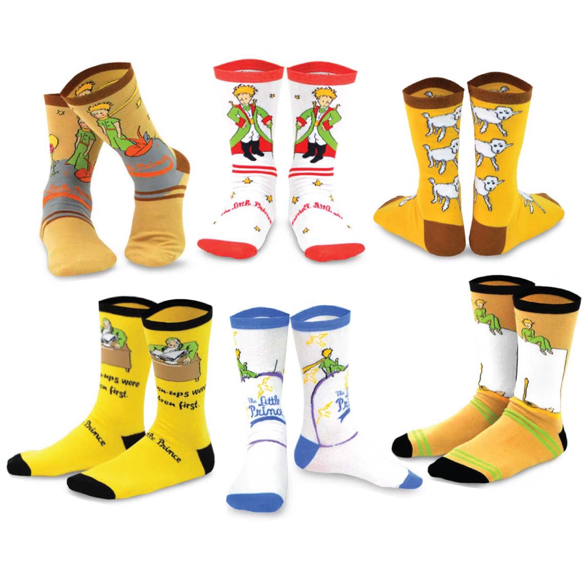 [The Little Prince] Silly Fun Kids Crew Socks Gift Box – 6 Pair Set