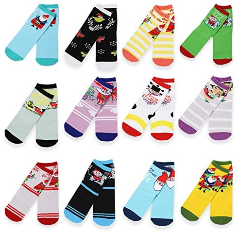 Mary Blair 12-Pack Set Novelty Christmas Crew Socks Options Kids Size