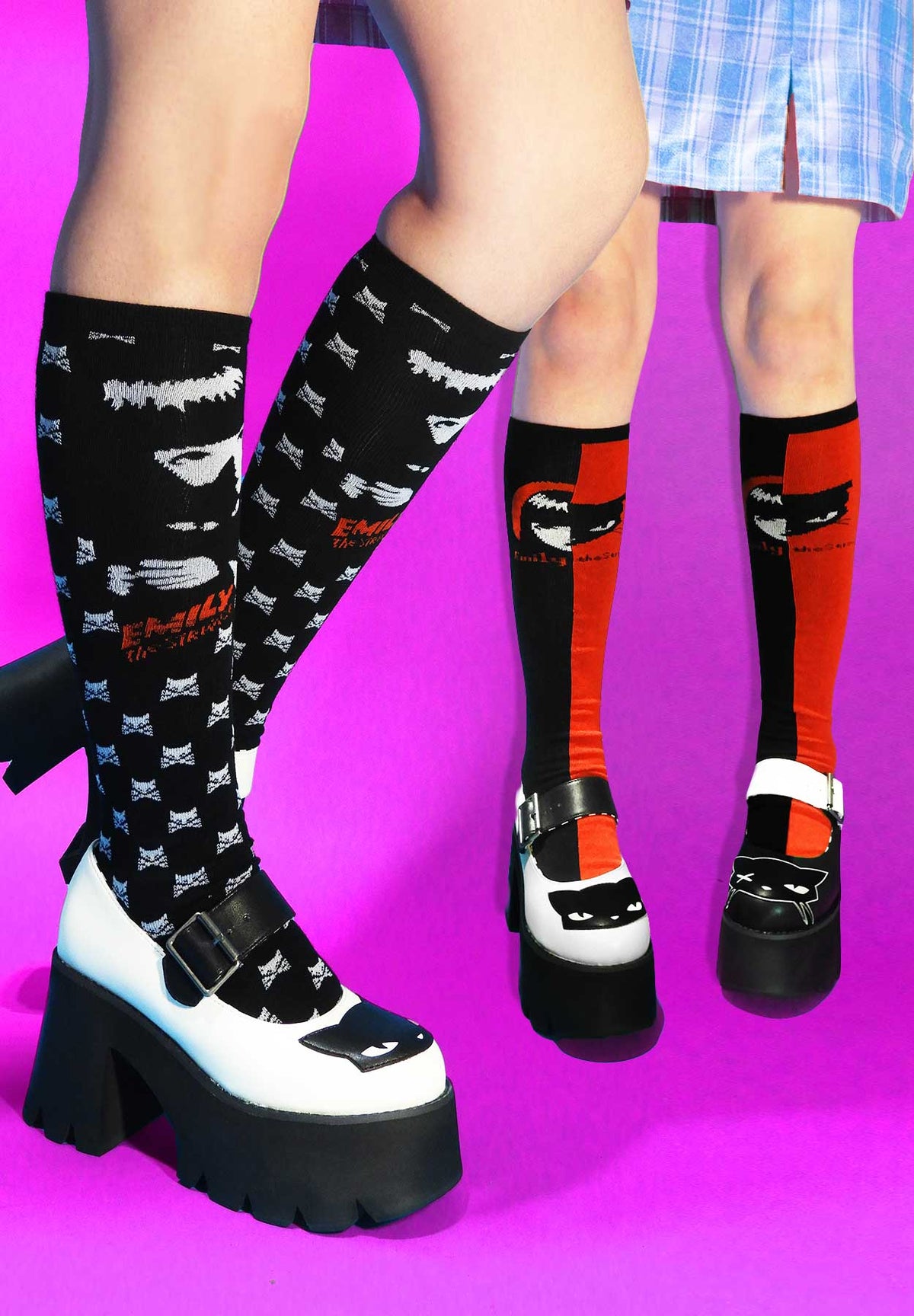 2 Pair Spooky Emily Knee High Socks