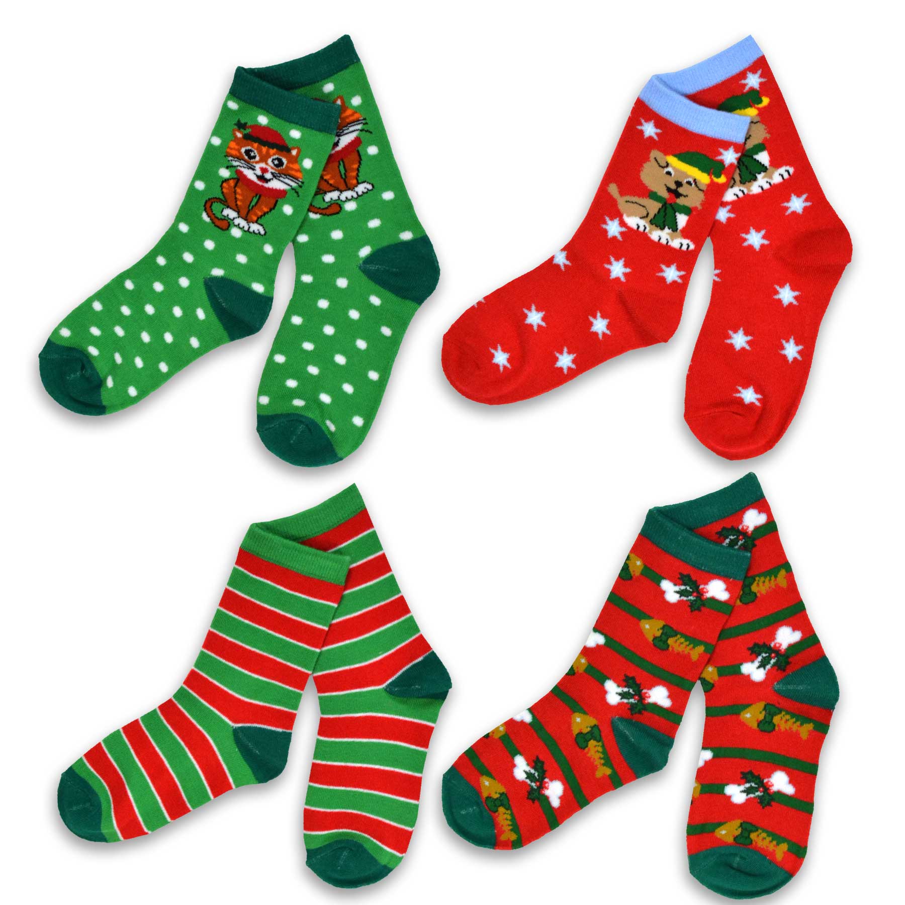 Christmas Kids 4 Pack Cotton Crew Holiday Dog Christmas Socks