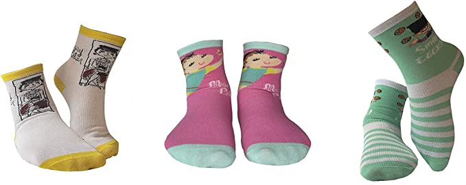 Mary Blair Kids' Girls Fun Cotton 3-Pair Novelty Kids Cotton Crew Socks