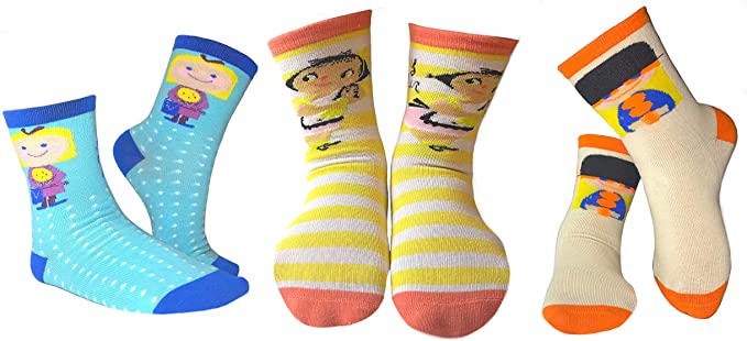 Mary Blair Kids' Girls Fun Cotton 3-Pair Novelty Kids Cotton Crew Socks