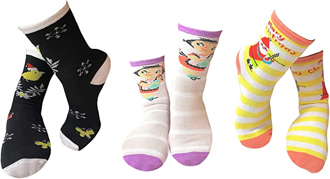 Mary Blair Womens' Christmas 3-Pair  Crew Socks