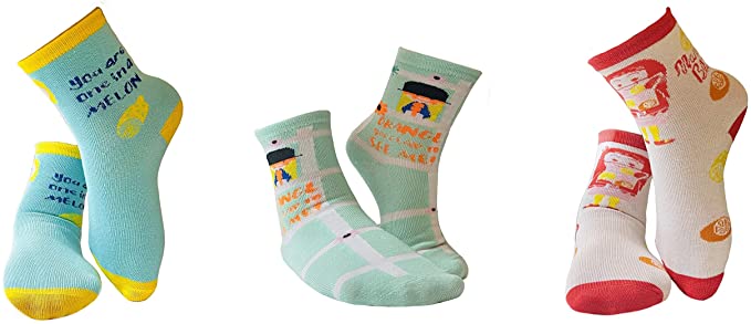 Mary Blair Kids' Girls Fun Cotton 3-Pair Novelty Kids Cotton Crew Socks