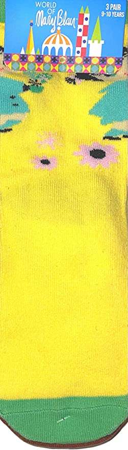 Mary Blair Kids' Girls Fun Cotton 3-Pair Novelty Kids Cotton Crew Socks