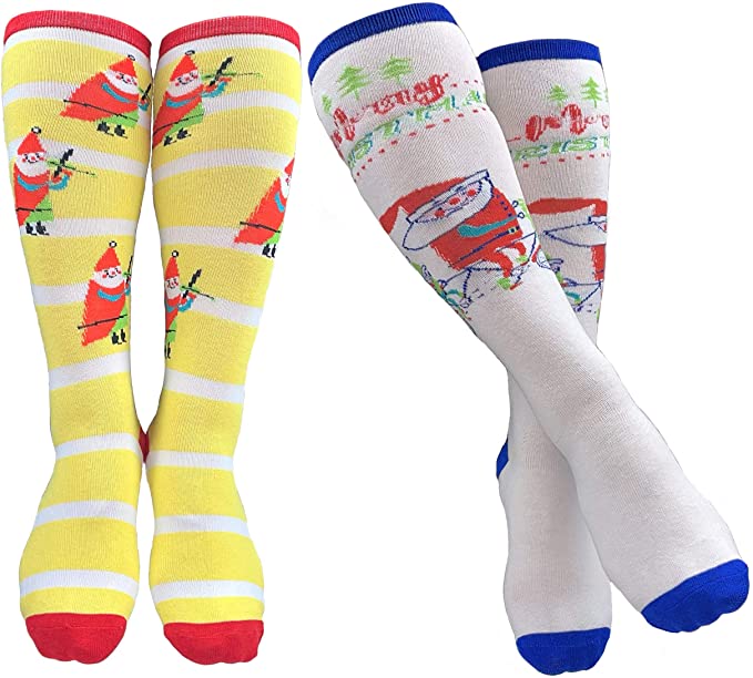 Mary Blair Christmas and Colorful Knee Hi Socks - 2 Pair