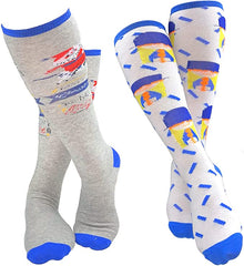 Mary Blair Christmas and Colorful Knee Hi Socks - 2 Pair