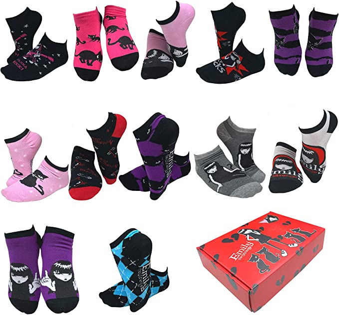 Emily the Strange Kitty Cat No Show Box Set - 12 Pair ( Adult Size )