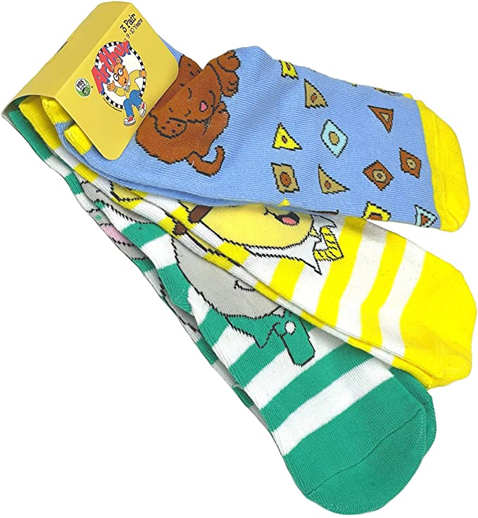 3 Pair PBS Kids Arthur & Friends Crew Socks
