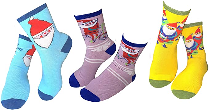 Mary Blair Kids' Girls Christmas Cotton 3-Pair Crew Socks