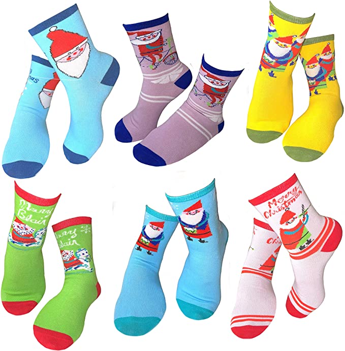 Mary Blair Kids' Girls Christmas Cotton 6-Pair Crew Socks