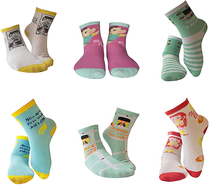 Mary Blair 12-Pack Set Novelty Kids Crew Socks Options (Kids Size)