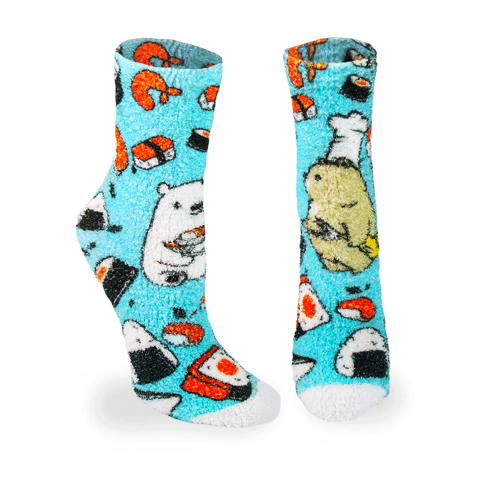 Sushi Bears Fuzzy Print Sock